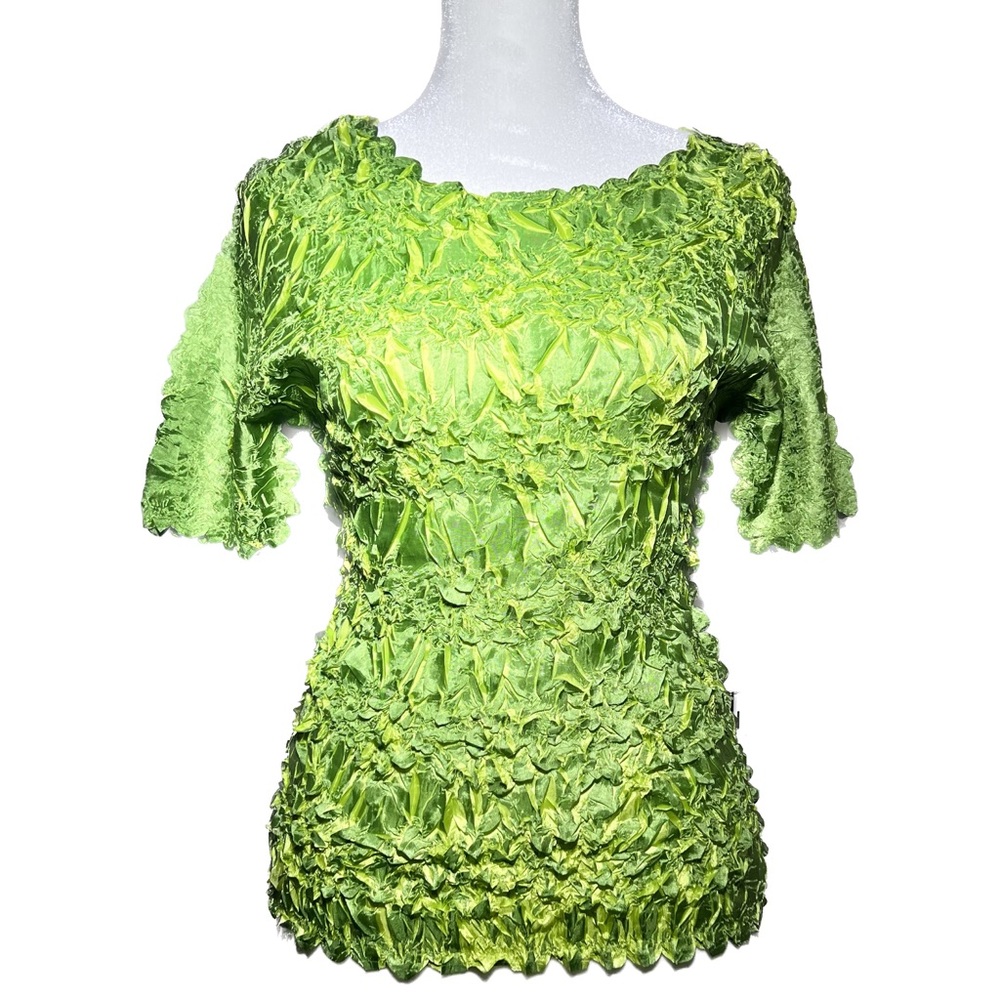 Y2K Lime Crinkle Top OS